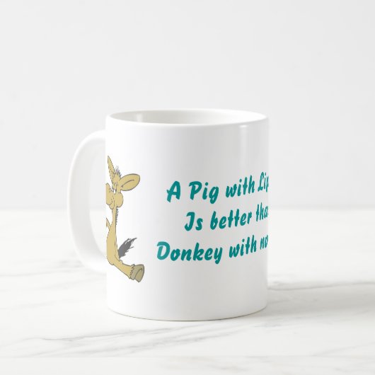 ブタの口紅のよりよいろば頭脳のマグ無し コーヒーマグカップ (正面左)