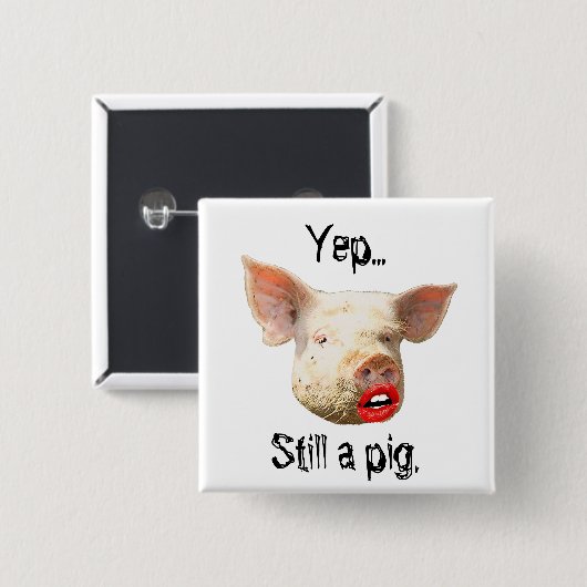 ブタの口紅 缶バッジ (正面&裏面)