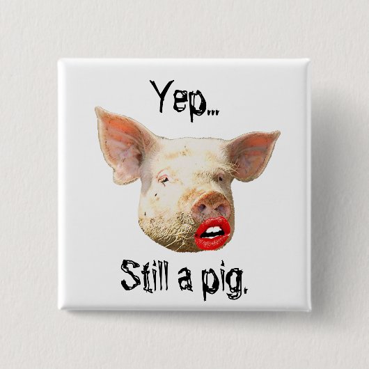 ブタの口紅 缶バッジ (正面)