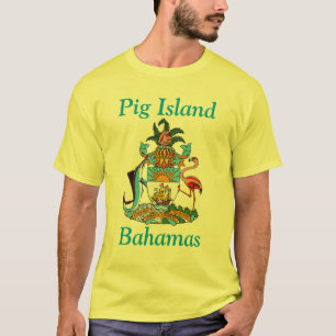 ブタの島、紋章付き外衣が付いているバハマ Tシャツ