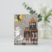 ブタの幽霊のお化け屋敷の郵便はがき ポストカード (スタンド正面)