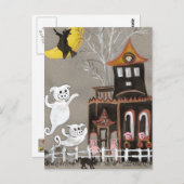 ブタの幽霊のお化け屋敷の郵便はがき ポストカード (正面/裏面)