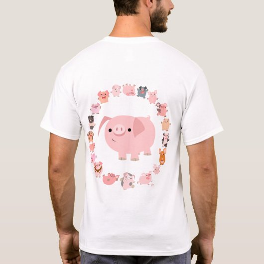 ブタの曼荼羅のTシャツ(背部のデザイン) Tシャツ (裏面)