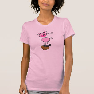 ブタの棒の姿の家畜のワイシャツ Tシャツ