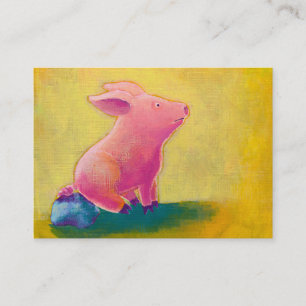 ブタの着席の思想家のおもしろいのかわいい元の芸術の絵画 名刺
