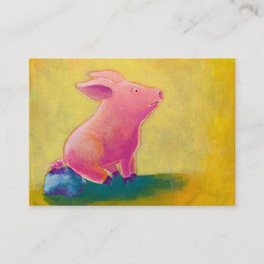 ブタの着席の思想家のおもしろいのかわいい元の芸術の絵画 名刺 (正面)