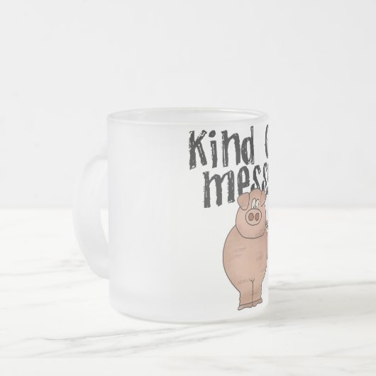 ブタの種類のきたないTシャツおよびギフト フロストグラスマグカップ (正面左)