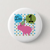 ブタの第1誕生日 缶バッジ (正面)