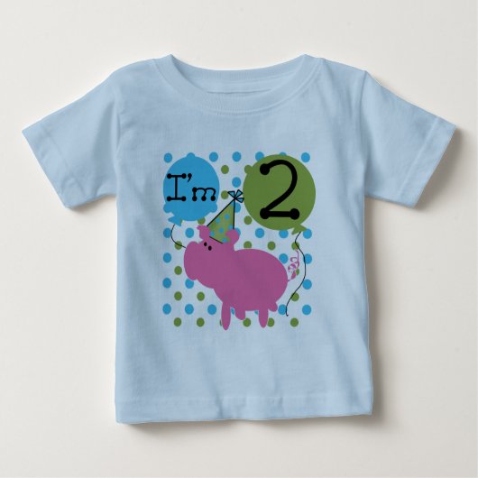ブタの第2誕生日のTシャツおよびギフト ベビーTシャツ (正面)