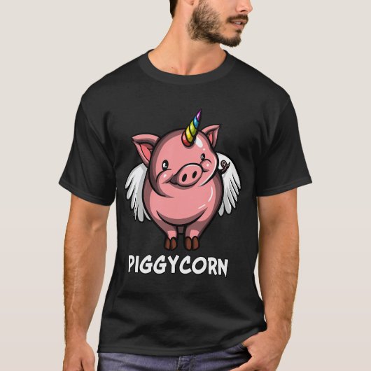 ブタの角のあるユニコーン Tシャツ (正面)