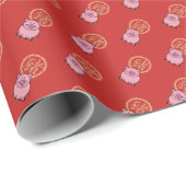 ブタの赤く幸運なお金の中国のな月の新年 ラッピングペーパー (ロールコーナー)