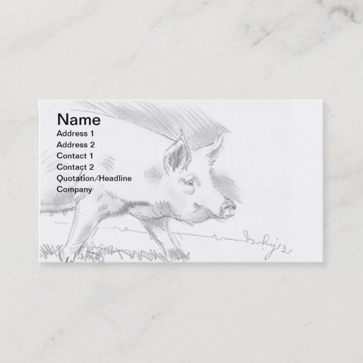 ブタの鉛筆のスケッチのスケッチの農家 名刺 (正面)