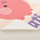 ブタのSherpa愛らしいピンクのぽっちゃりした毛布 シェルパブランケット (3/4)