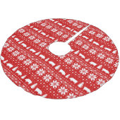 ブタはクリスマスのセーターパターンのシルエットを描きます ブラッシュドポリエステルツリースカート (アングル)