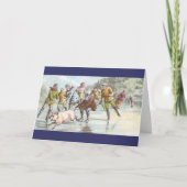 ブタは池を渡るアイススケーターを引っ張ります カード (正面)