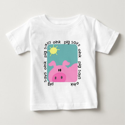ブタはOink Tシャツおよびギフトを言います ベビーTシャツ (正面)