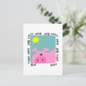 ブタはOink Tシャツおよびギフトを言います ポストカード (スタンド正面)