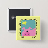 ブタはOink Tシャツおよびギフトを言います 缶バッジ (正面&裏面)