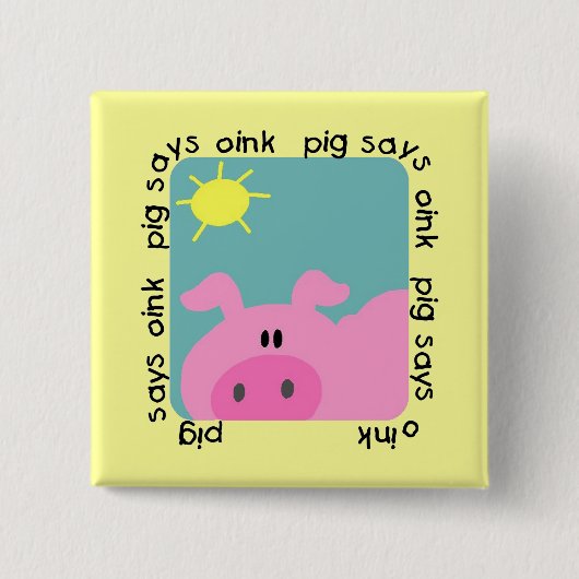 ブタはOink Tシャツおよびギフトを言います 缶バッジ (正面)