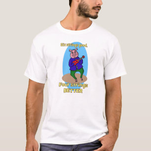 ブタを、アニマル・ファームウクレレ遊びます、よの4つのひも Tシャツ