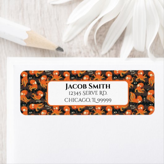 ブタコかわいいオレンジブラックキッズ差出人住所 ラベル (インサイチュ)