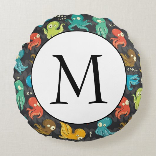 ブタコかわいい数々のカラーの子供服&デコル ラウンドクッション (正面)