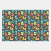 ブタコかわいい数々のカラーの子供服&デコル ラッピングペーパーシート (正面3)