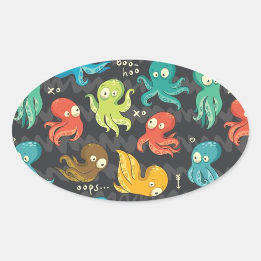 ブタコかわいい数々のカラーの子供服&デコル 楕円形シール (正面)