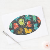 ブタコかわいい数々のカラーの子供服&デコル 楕円形シール (封筒)