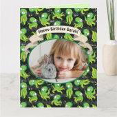 ブタコグリーンキュート子供の誕生日 カード (正面)