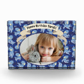 ブタコブルーかわいい子供の誕生日パーティー写真 フォトブロック (正面)