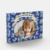 ブタコブルーかわいい子供の誕生日パーティー写真 フォトブロック (左)