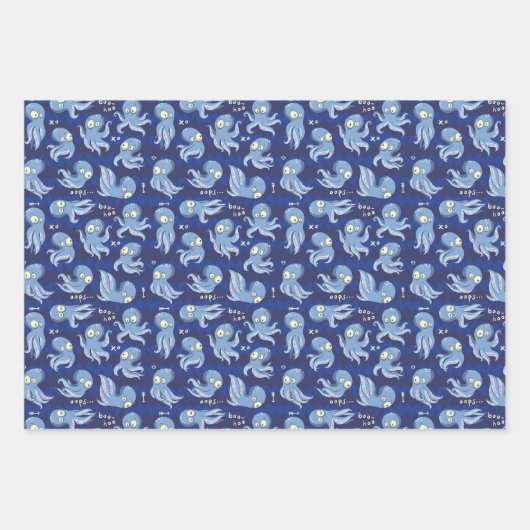 ブタコブルーかわいい子供の誕生日パーティー海 ラッピングペーパーシート (正面2)
