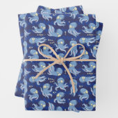 ブタコブルーかわいい子供の誕生日パーティー海 ラッピングペーパーシート (インサイチュ)