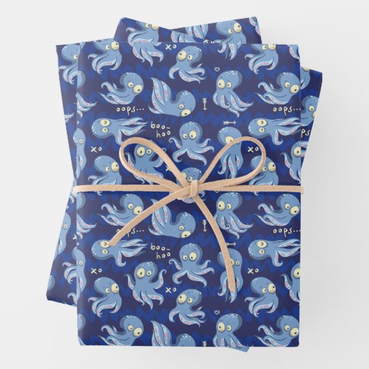 ブタコブルーかわいい子供の誕生日パーティー海 ラッピングペーパーシート (インサイチュ)