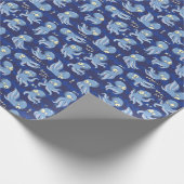 ブタコブルーかわいい子供の誕生日パーティー海 ラッピングペーパー (角)