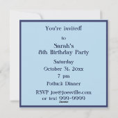 ブタコブルーキュート子供の誕生日パーティー招待状 シーズンカード (裏面)