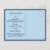 ブタコブルーキュート子供の誕生日パーティー招待状 シーズンポストカード (裏面)