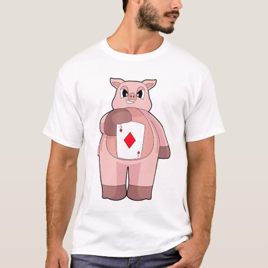 ブタポーカートランプ カードゲーム Tシャツ (正面)