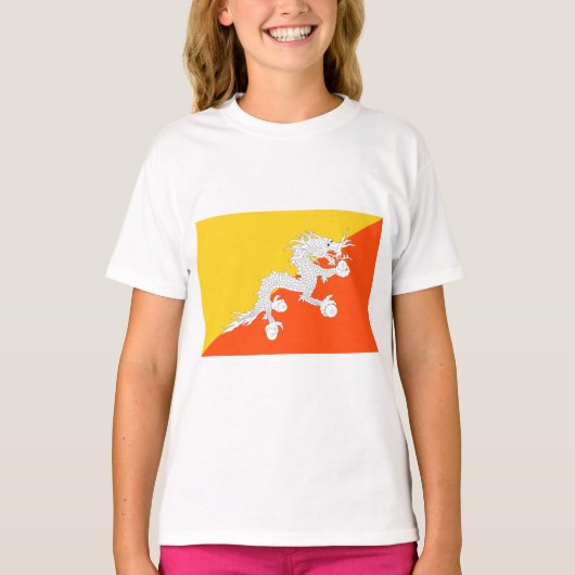 ブタンの国旗(ブタン) (雷のドラゴン) Tシャツ (正面)