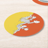 ブタン国旗 ラウンドペーパーコースター (アングル)