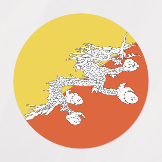 ブタン国旗 ラベル (デザイン1)