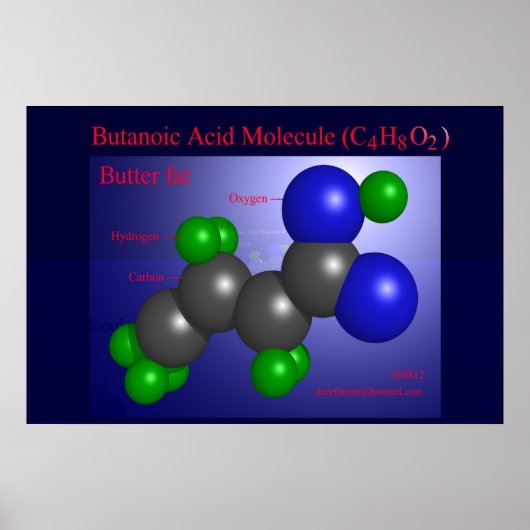 ブタン酸分子(プリント) ポスター (正面)