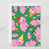 ブタ動物の子どものバースデーパーティ招待状 招待状 (裏面)