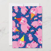 ブタ動物の子どものバースデーパーティ招待状 招待状 (裏面)