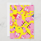 ブタ動物の子どものバースデーパーティ招待状 招待状 (裏面)