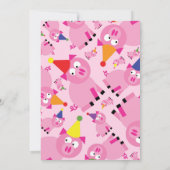 ブタ動物の子どものバースデーパーティ招待状 招待状 (裏面)