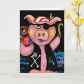 ブタ及び彼のオウム- I愛Bacon、海賊を監督して下さい カード (黄色い花)