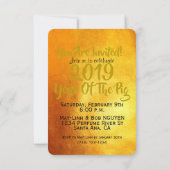 ブタ年のベトナムの金ゴールドの招待の2019年の挨拶 招待状 (裏面)