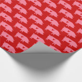 ブタ愛-ハートパターンが付いているブタのシルエット ラッピングペーパー (角)